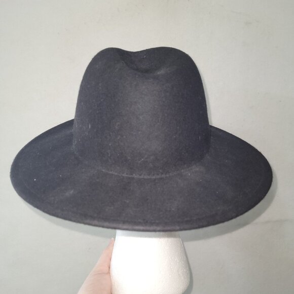 Free People Hat Womens OS Black Wool Goldfinger Western Felt Wide‎ Brim Hat - Picture 4 of 12